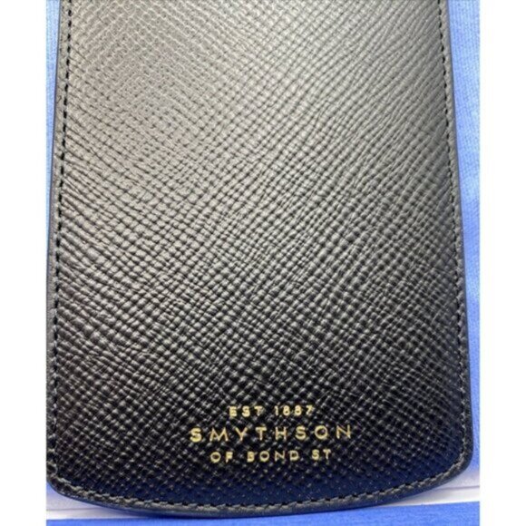 Smythson of Bond Street Panama Glasses Case Black Cross Grain Leather Spain - Picture 12 of 14